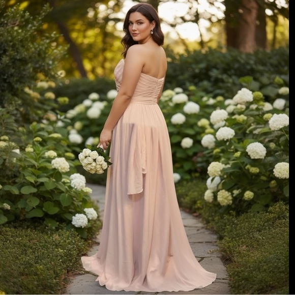 WFT-027 Chic Strapless Blush Dress Plus Size 3X - Picture 3 of 9